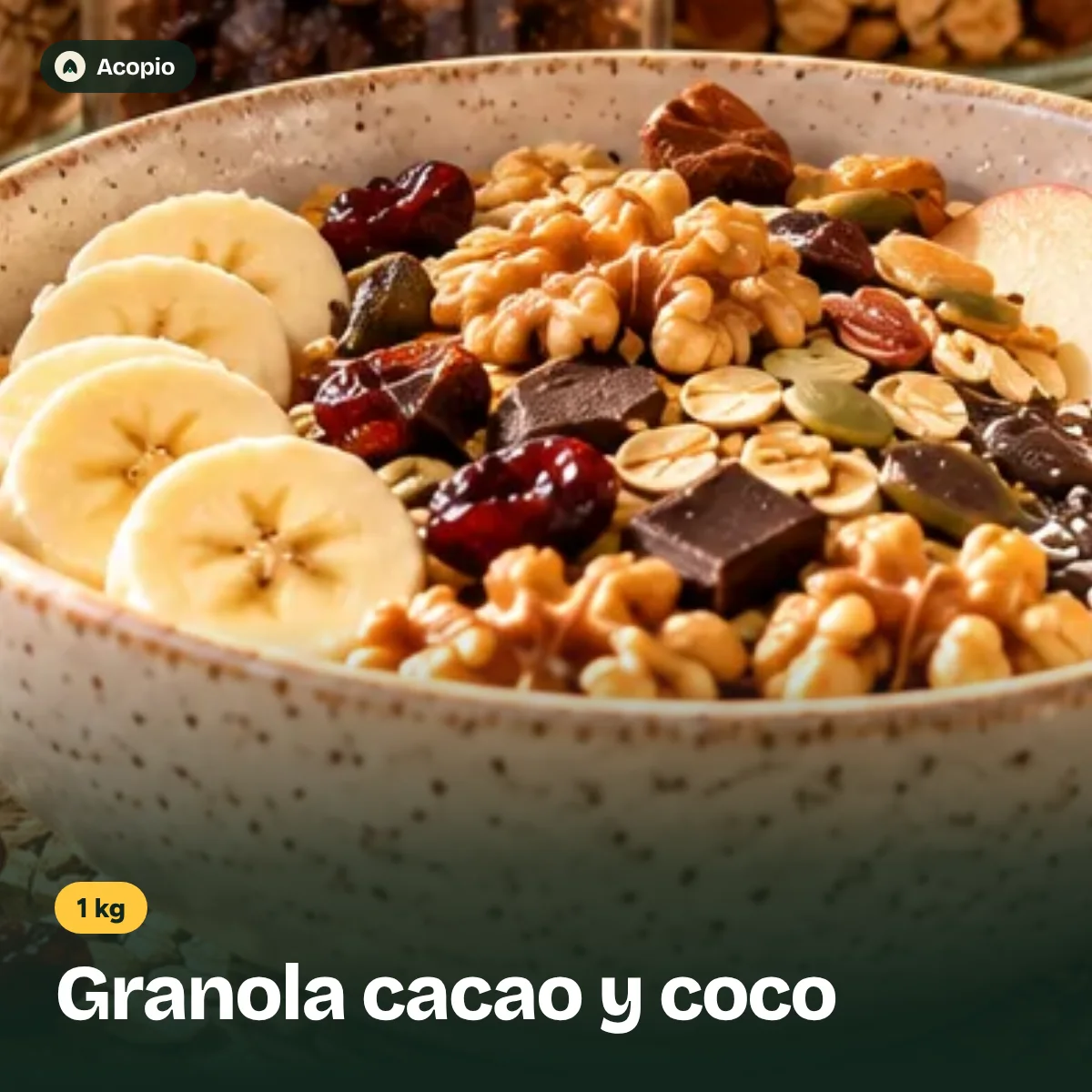 Granola cacao y coco x 1 kg
